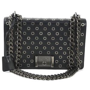 Prada shoulder bag leather metal black gunmetal